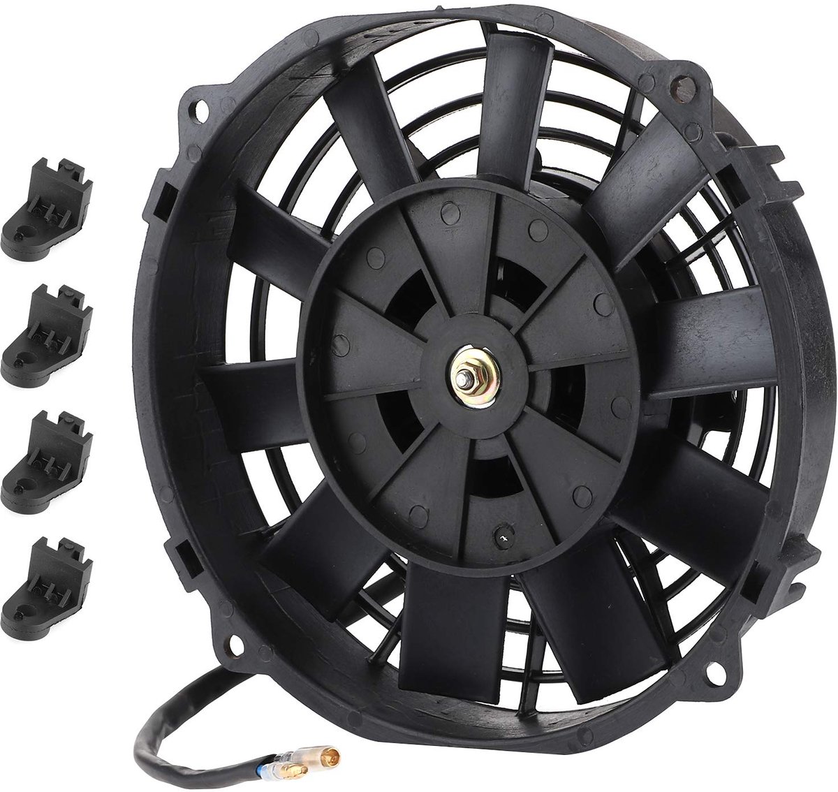 SnelShoppen - Universele Zwarte Elektrische Ventilator 8 inch, 10 Bladen, 12V 80W, 2250 RPM voor Auto, Radiator, Airconditioning en Intercooler Koelin