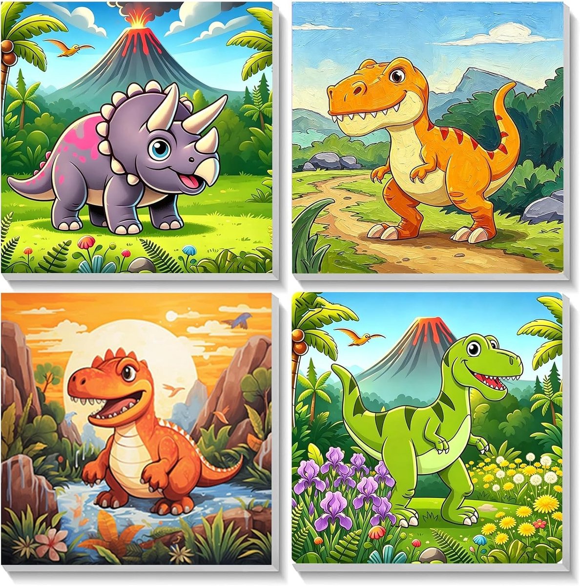 Schilderen op nummer voor kinderen en beginners, schattige dieren met lijst, doe-het-zelf acrylverf voor creatieve woondecoratie, 20 x 20 cm, geschikt voor 4-12 jaar