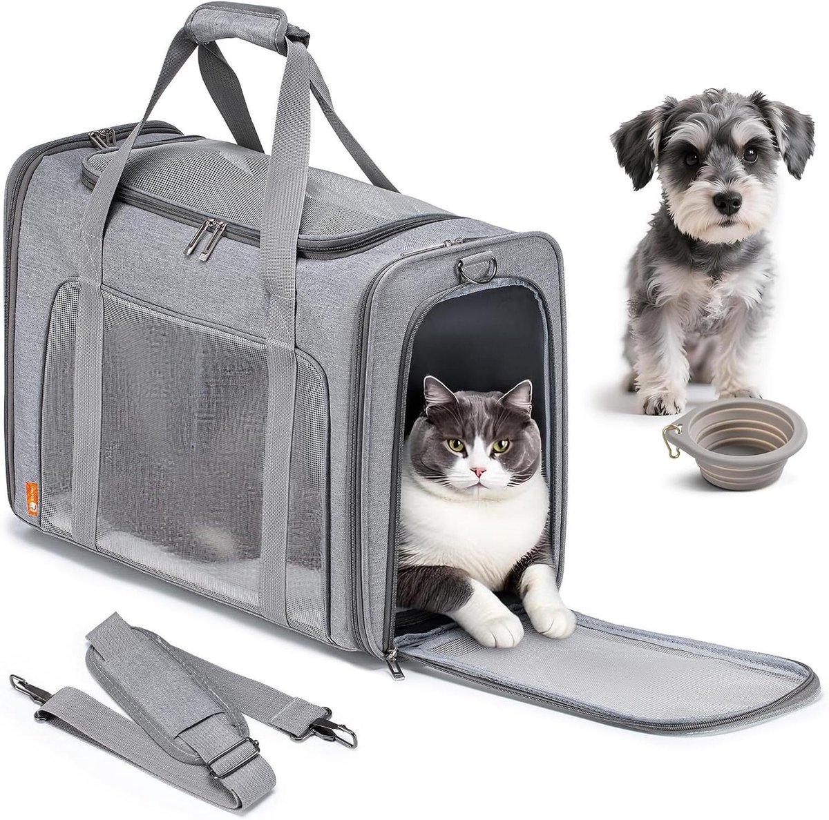 Dierentransporttas - Reistas Huisdier - Vervoer in vliegtuig - Door luchtvaartmaatschappij goedgekeurd - 55x40x23cm - Grijs