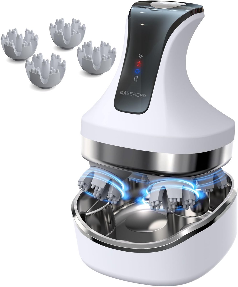 SnelShoppen - Elektrische Draadloze 4D Hoofdhuid Massagemachine - Oplaadbare, Waterdichte Handheld Hoofd Massager met Multi-modes voor Thuis, Kantoor