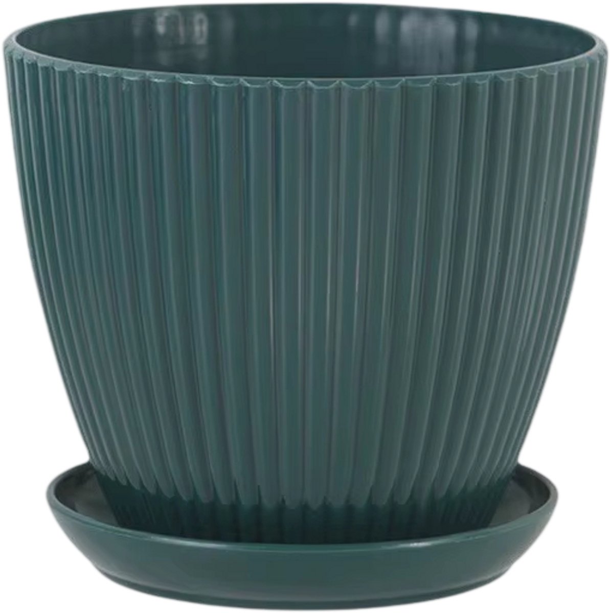 5x Kleine Bloempot met Lade – Kunststof Plantenpot met Zelfbewatering Waterreservoir – Ronde Succulent Pot voor Vetplanten, Kantoor, Tafel en Huis Decoratie - Donkergroen - M 11x10cm