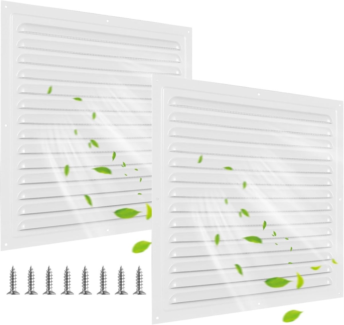 Set van 2 Vierkante Ventilatieroosters van Aluminium, Luchtuitlaat voor Haard, Insectenwer