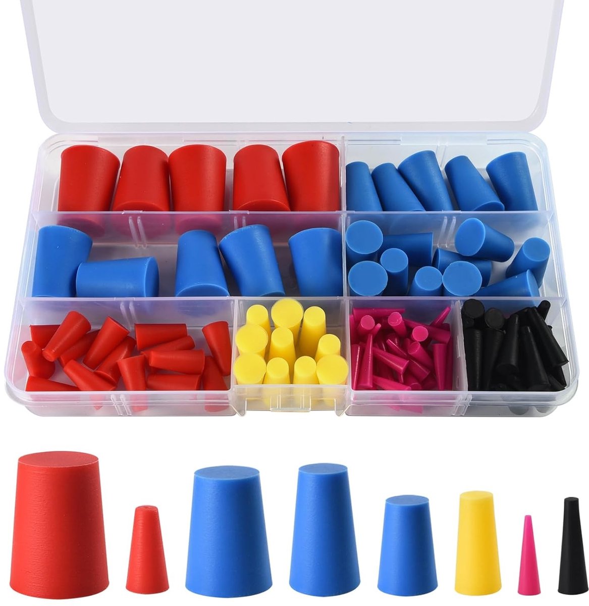 Assortiment van Siliconen Rubber Stoppen, Conische Stoppen voor Poedercoating, 110 Stuks voor Diverse Toepassingen