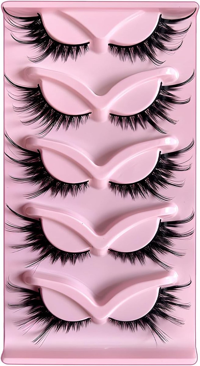 Natuurlijke Wimpers, 5 Paar Herbruikbare Valse Wimpers, Fijne Wimpers voor een Elegante Look, Ideaal voor Meisjes en Speciale Gelegenheden