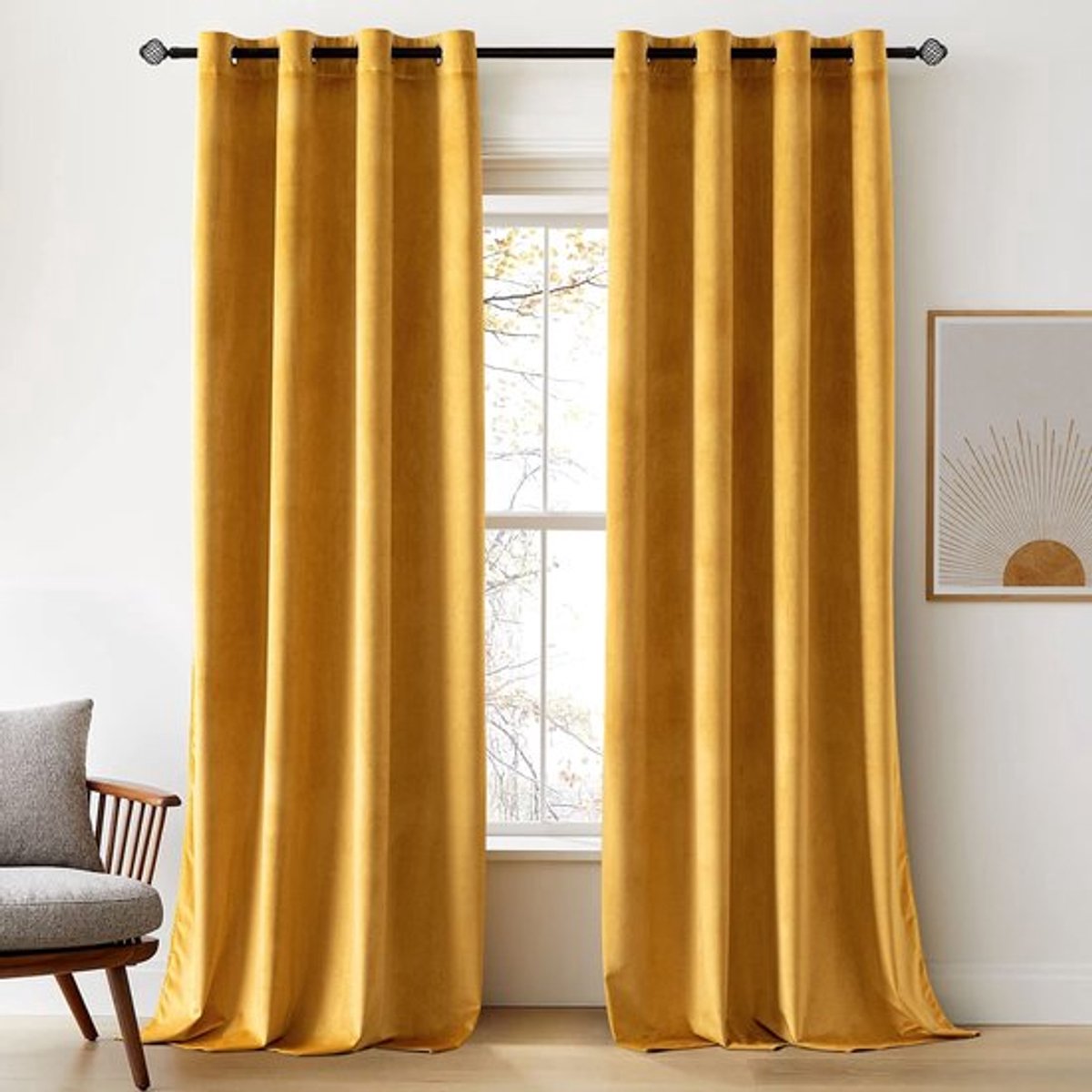 Thermische Verduisteringsgordijnen - Fluweel, Warmte-/Koudewerend, Set van 2, 140x245cm, M