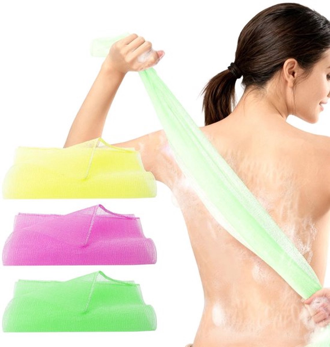 Exfoliërend Washandje 3 Stuks - Koreaanse Luffah Spons - Douche Scrubber - Dode Huid Verwi