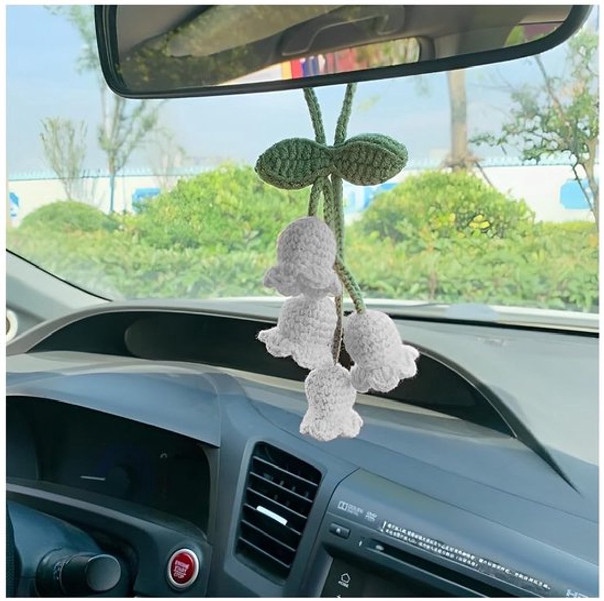 Achteruitkijkspiegel Hanger Handgebreid - Auto Accessoires - Hoogwaardige Breiwol - 15 cm Lengte - Zacht - Decoratie voor Vrouwen - Autohanger