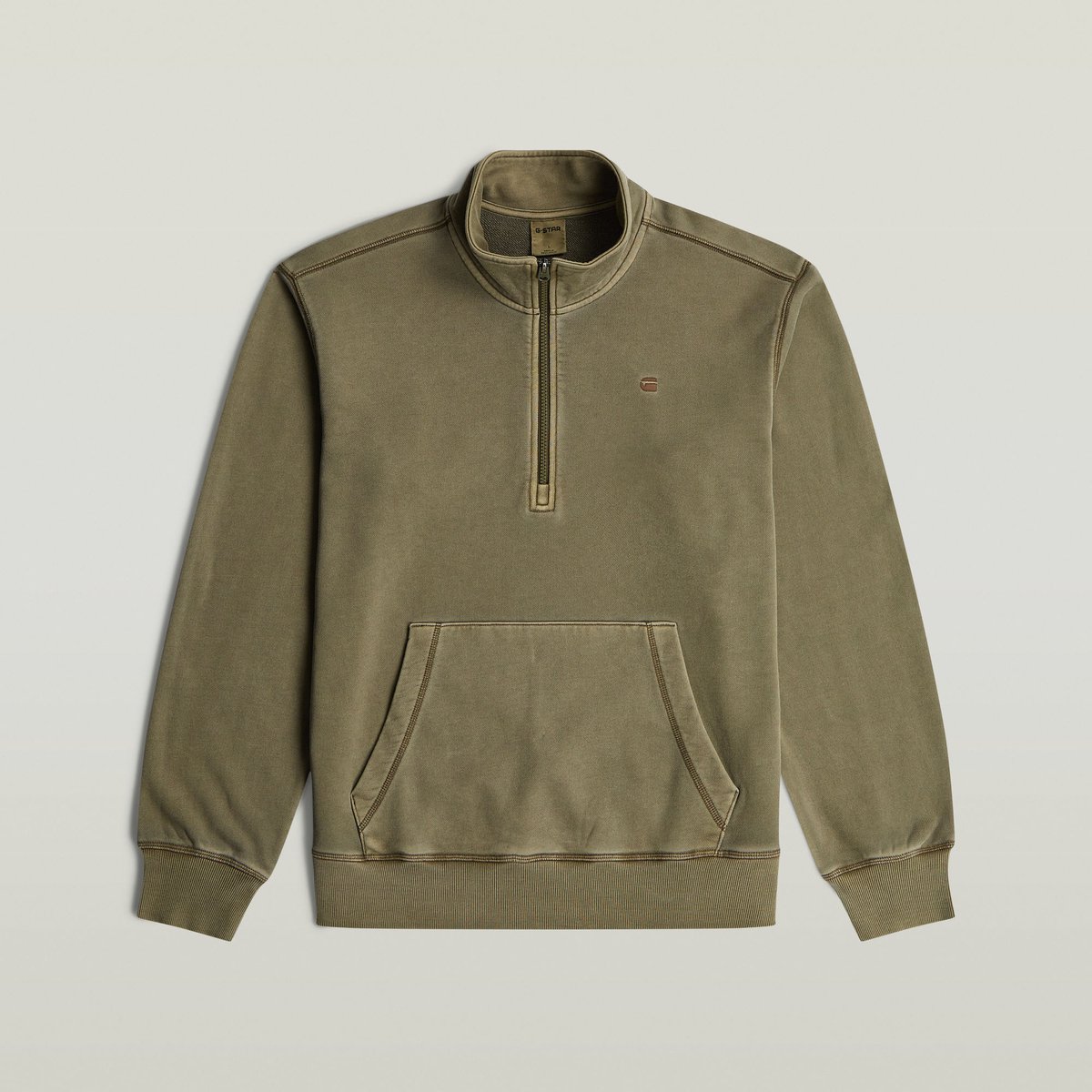 G-Star Raw Unit Washed Half Zip Sw Ls Truien & Vesten Heren Sweater Hoodie Vest Taupe