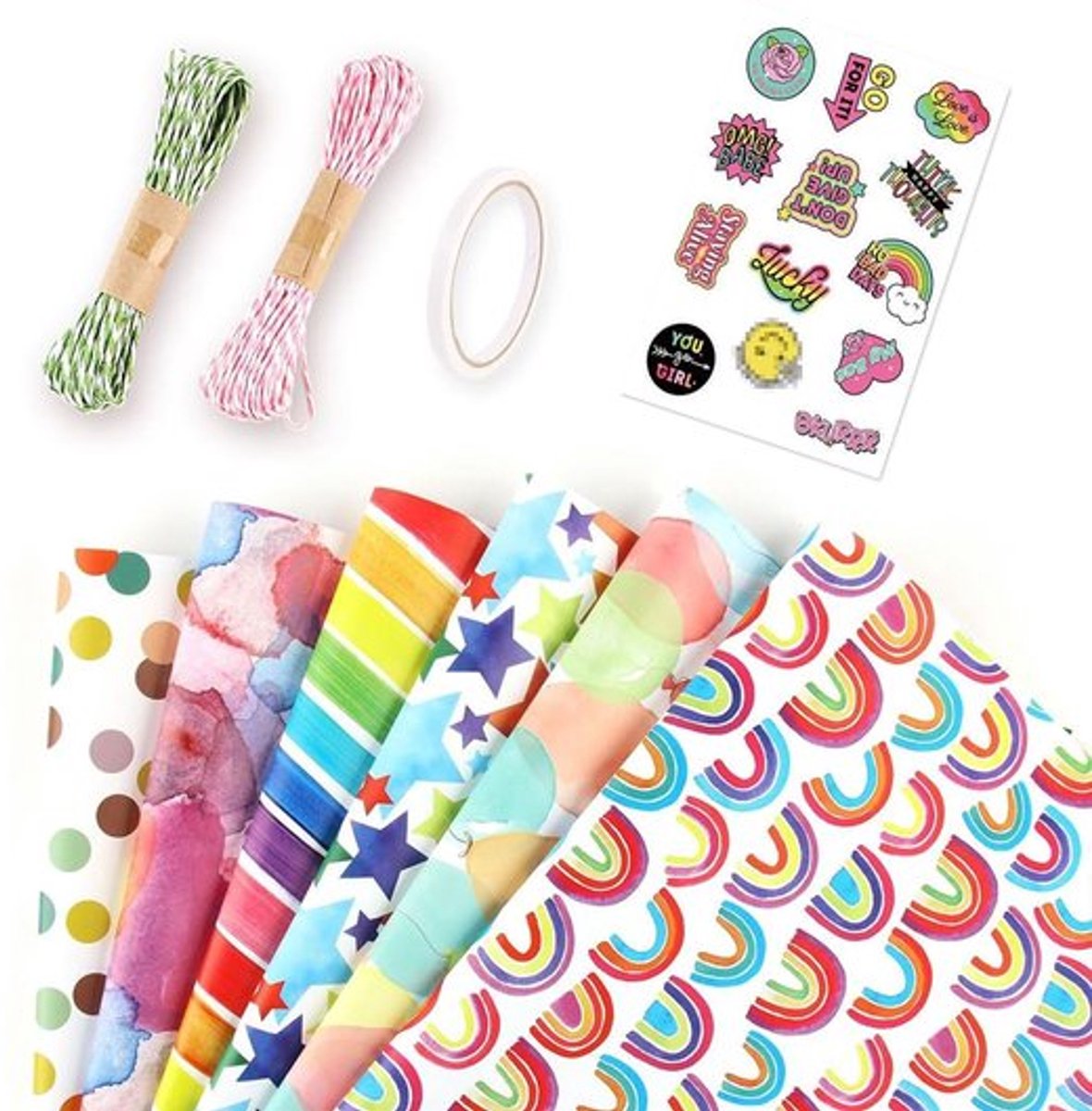 Inpakpapier Set 6 Vellen - Cadeaupapier Verjaardag - Cadeaupapier Kinderen - Inpakpapier Rollen - Hoogwaardig Materiaal - 50 x 70 cm