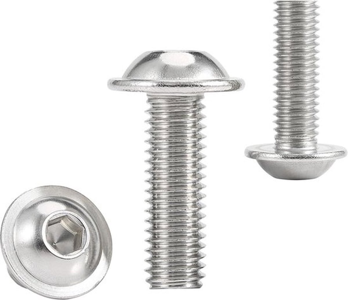 Flensschroeven Roestvrij Staal - Binnenzeskant - Machineschroeven - Platkopschroeven - Volledige Schroefdraad - M5 x 12