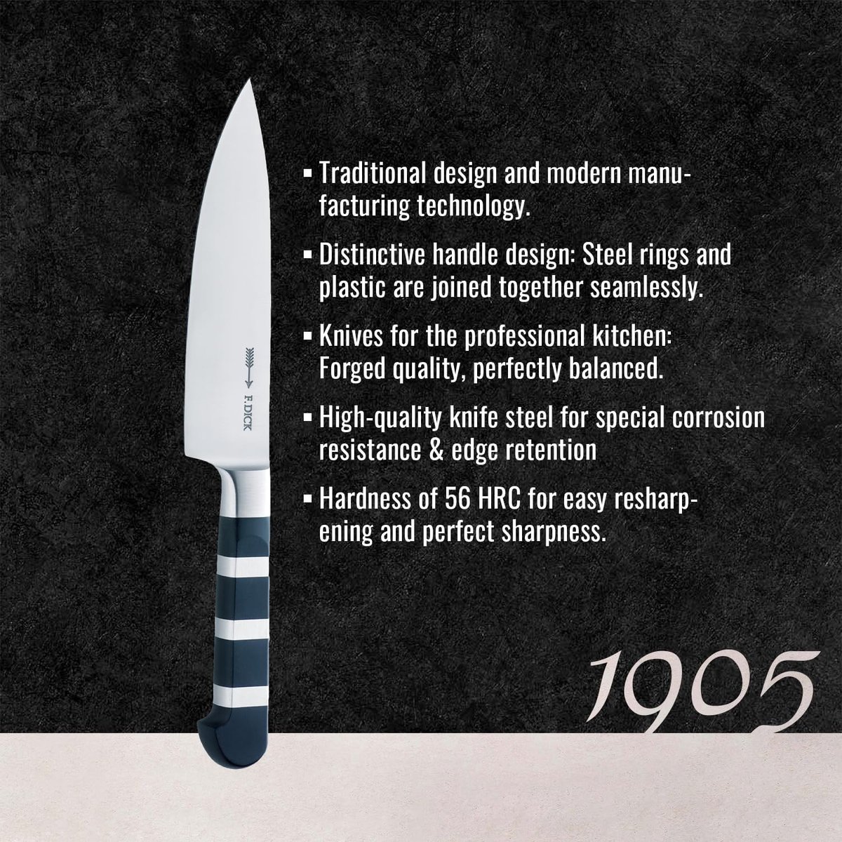 SnelShoppen - Professioneel Koksmes 1905 - Chef's Knife - Keukenmes - RVS Snijmes - Perfect voor Vlees, Vis en Groenten - Ergonomisch Handvat - 20 cm