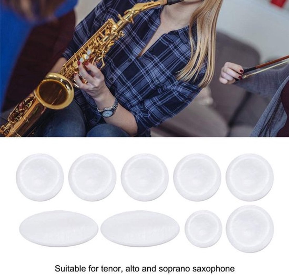 Sleutelknop Inlays - 9 Stuks/set - Vervanging Alt/Tenor/Sopraan Saxofoon - Hard Materiaal - Decoratie - Wit Shell