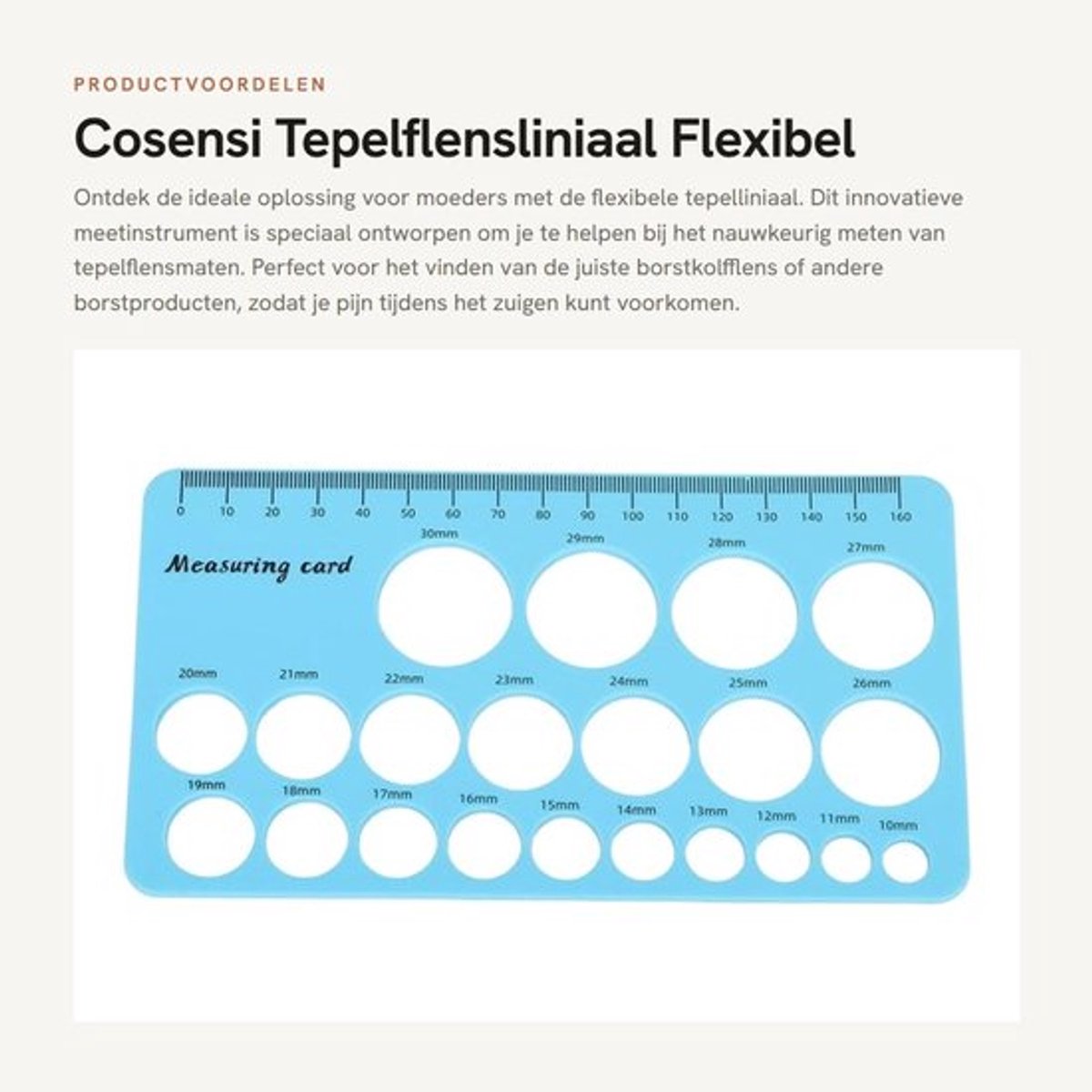 Tepelflensliniaal Flexibel 1,5 M - Siliconen Meetinstrument - Borstflens Meetlint - Pijnpreventie - Eenvoudig in gebruik - Geschikt voor Moeders - Borstmeetlint
