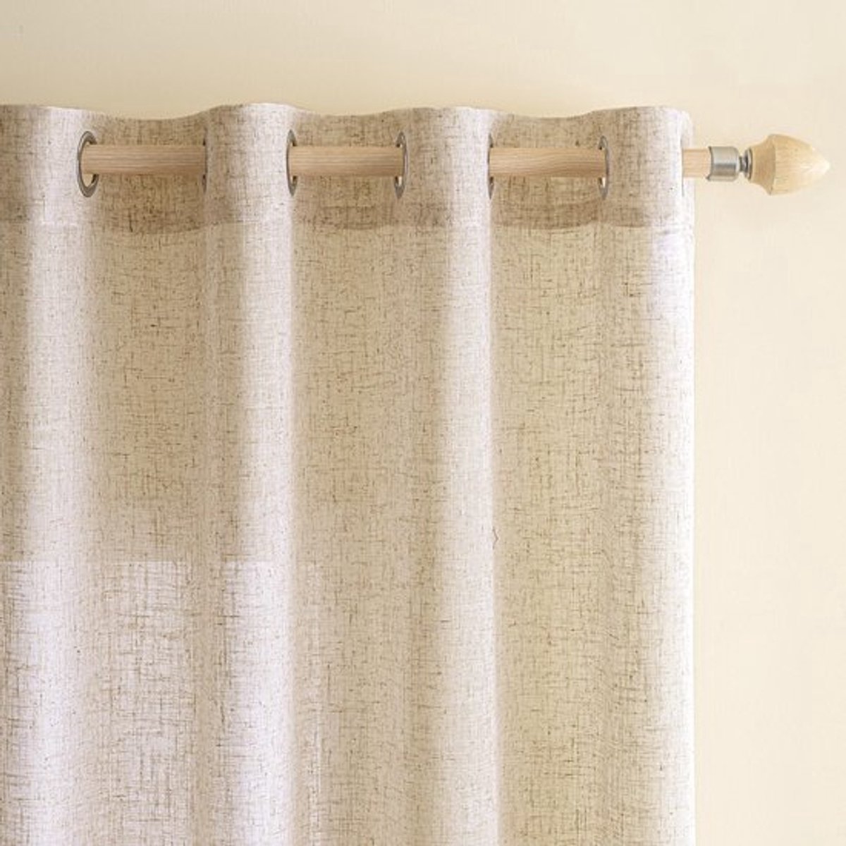 Gordijnen 95-99% verduisterend - Set van 2 - Voile met oogjes - Modern linnenlook - Decoratief voor woonkamer - Afmeting 140 x 145 cm - Raamdecoratie