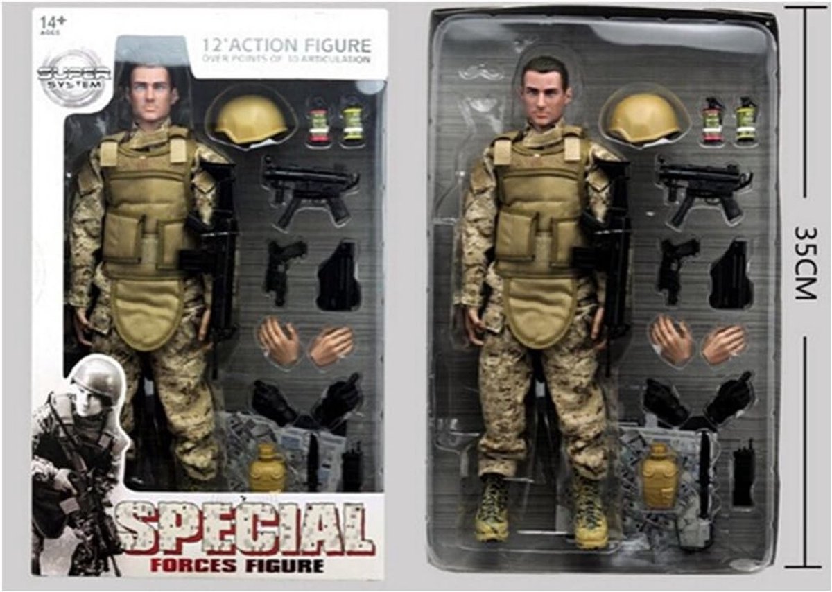 Actiefiguur van een Soldaat in Woestijnuniform - 12 Inch 1/6 Militair Model met Accessoires