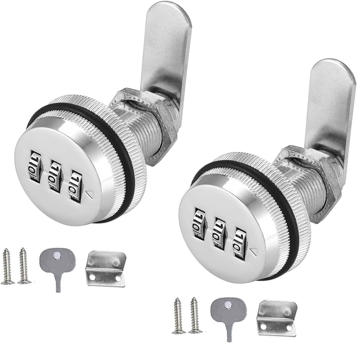SnelShoppen - 2Pcs Sleutelloze Cam Lock met Wachtwoord, 3-Cijferige Combinatieslot, Veiligheids Hangslot, Corrosiebestendig, Voor Kast, Lade en Postva