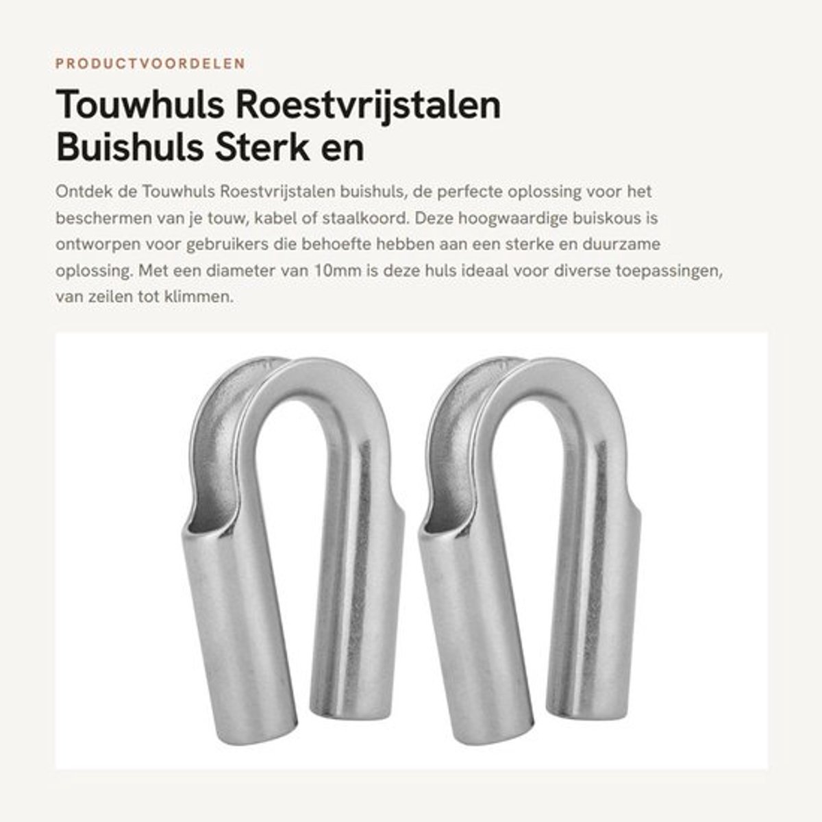 Touwhuls Roestvrij Staal - Buishuls voor 6/7/8/10/12/15/18/20/22/24 mm Touw - Slijtvast - Corrosiebestendig - Eenvoudig te installeren - Hoge sterkte - Buiskous