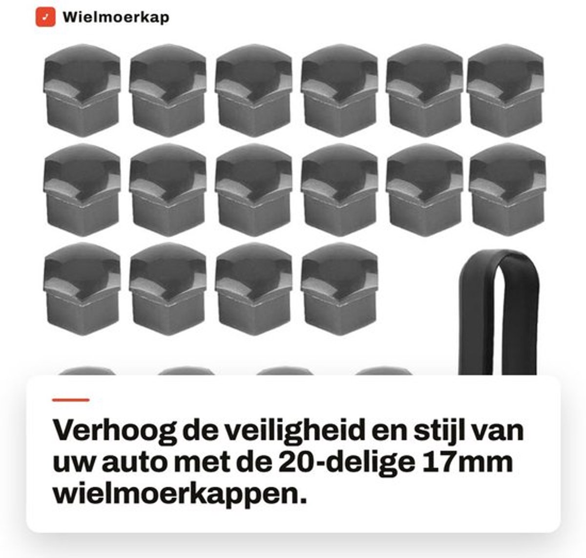 Wielmoerkap 17 mm - 20 Stuks - Antidiefstal Bescherming - Hoogwaardige Nylon PA66 - Stofdicht - Geschikt voor de meeste Auto's - Wielmoerkappen