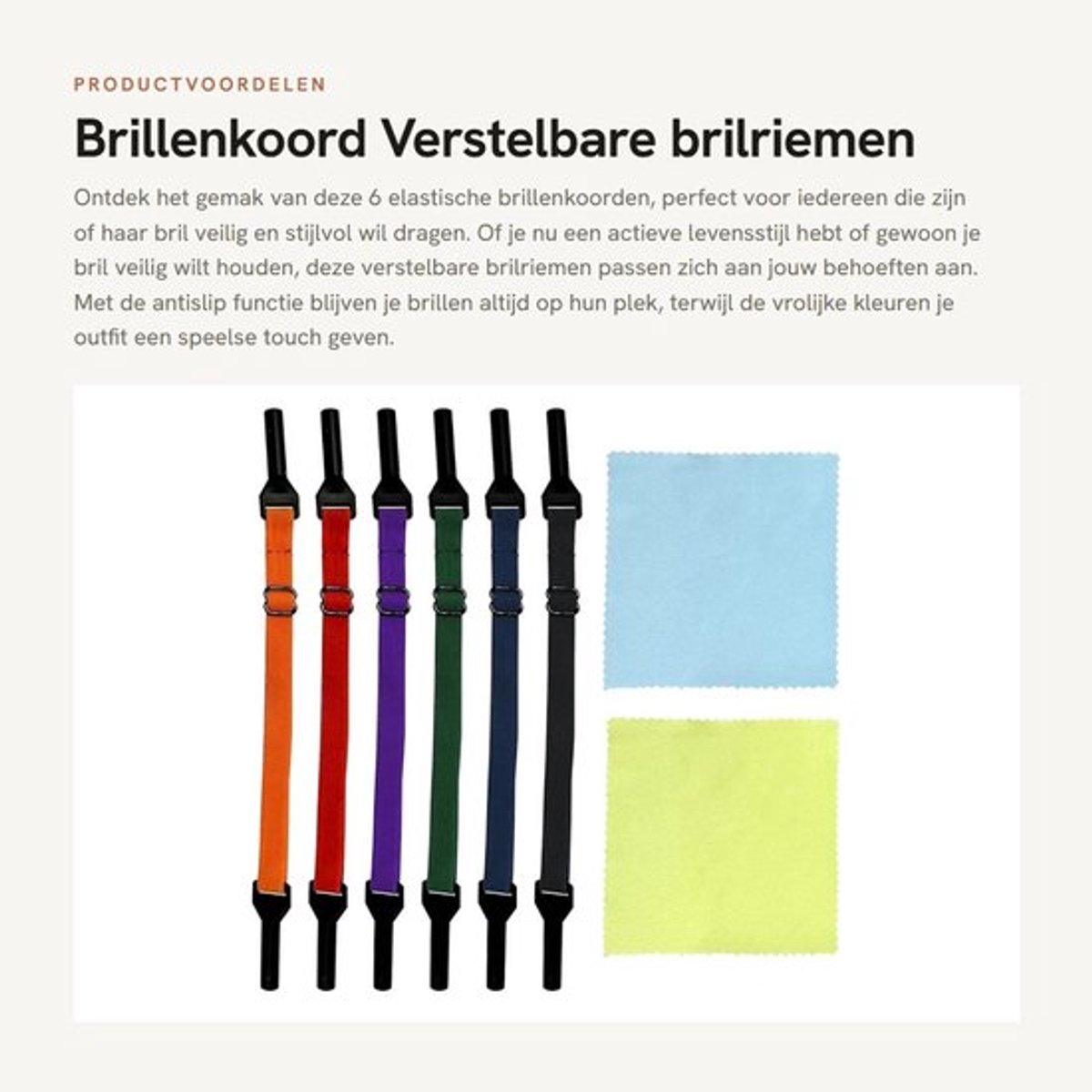 Brillenkoord 6 stuks - Verstelbare Riem - Antislip - Lichtgewicht - Zachte Siliconen Oorlus - Waterdicht - Brillenriem
