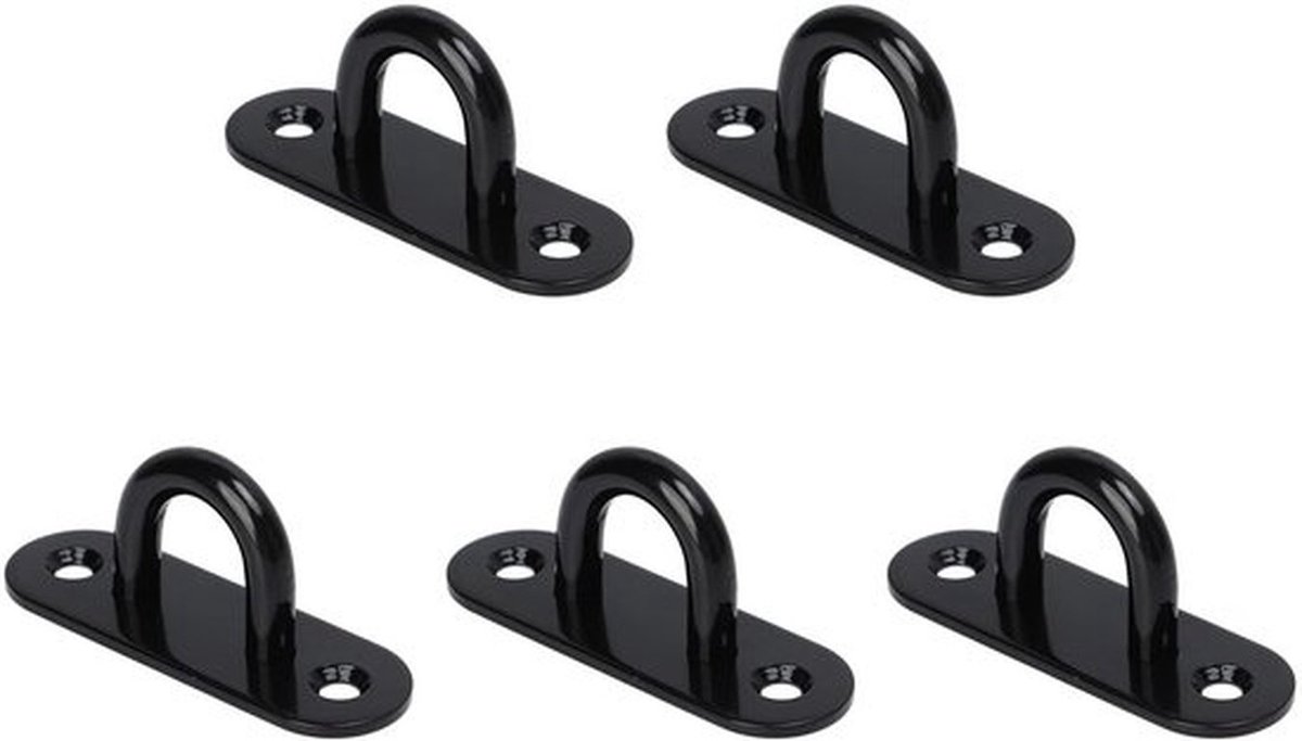 Oval Pad Eye Plate - Bevestiging - Zwart - RVS - Voor Camping en Stevige Bevestiging - Geschikt voor Buiten - Kleur Zwart