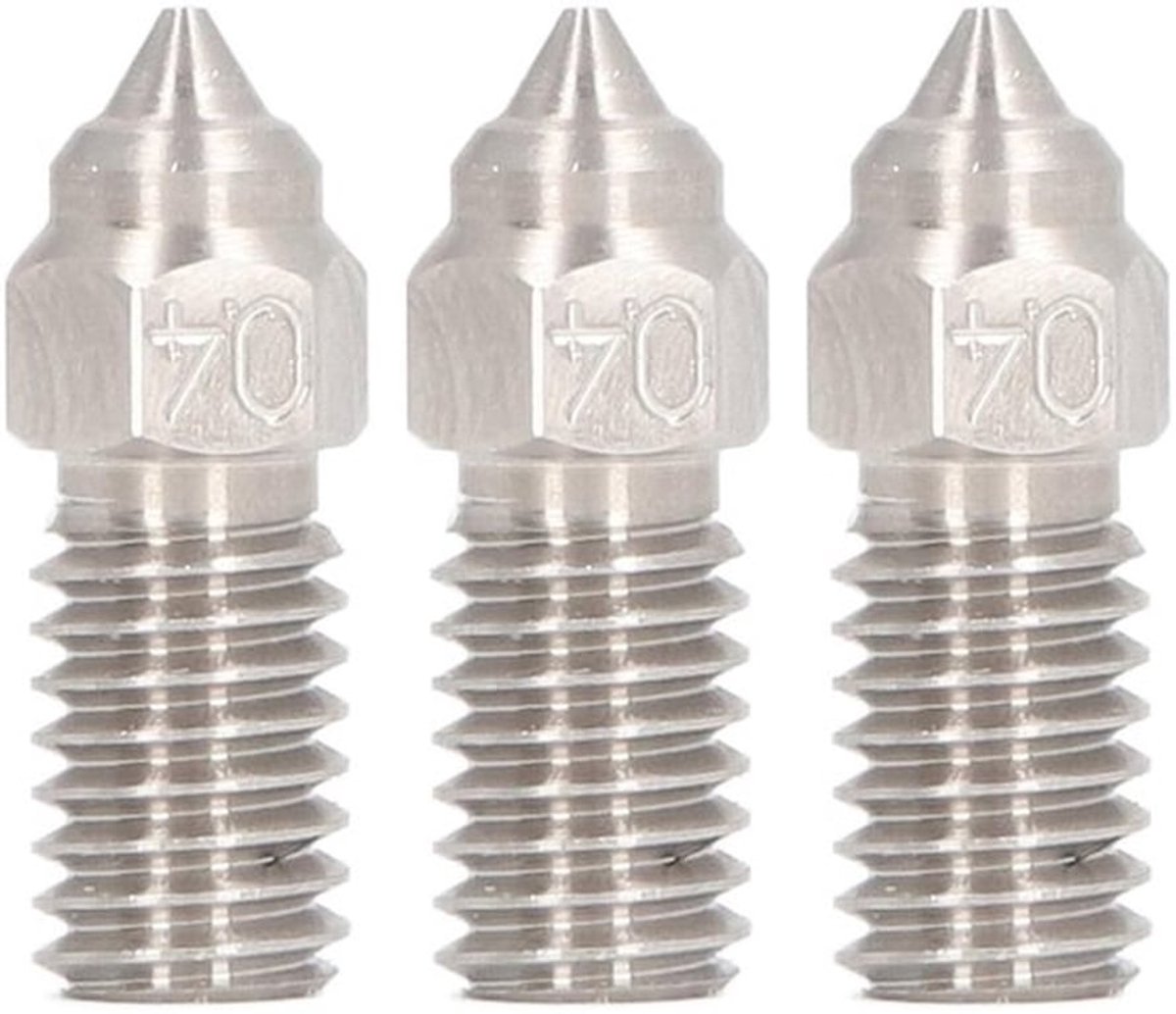 3D-printermondstuk 0,4 mm - 3 Stuks - Roestvrij Staal - Hoogstroom - Geschikt voor PLA/ABS/PETG - Gladde Binnenwanden - Nozzle