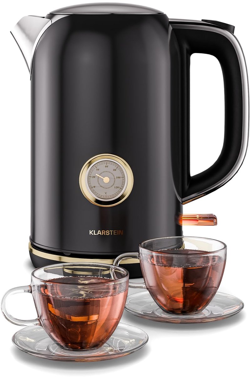 SnelShoppen - Retro Waterkoker 1,7 L - Vintage Design 2200 W - Uitneembaar Kalkfilter - 360° Basis - Automatische Uitschakeling - Keuken Accessoire