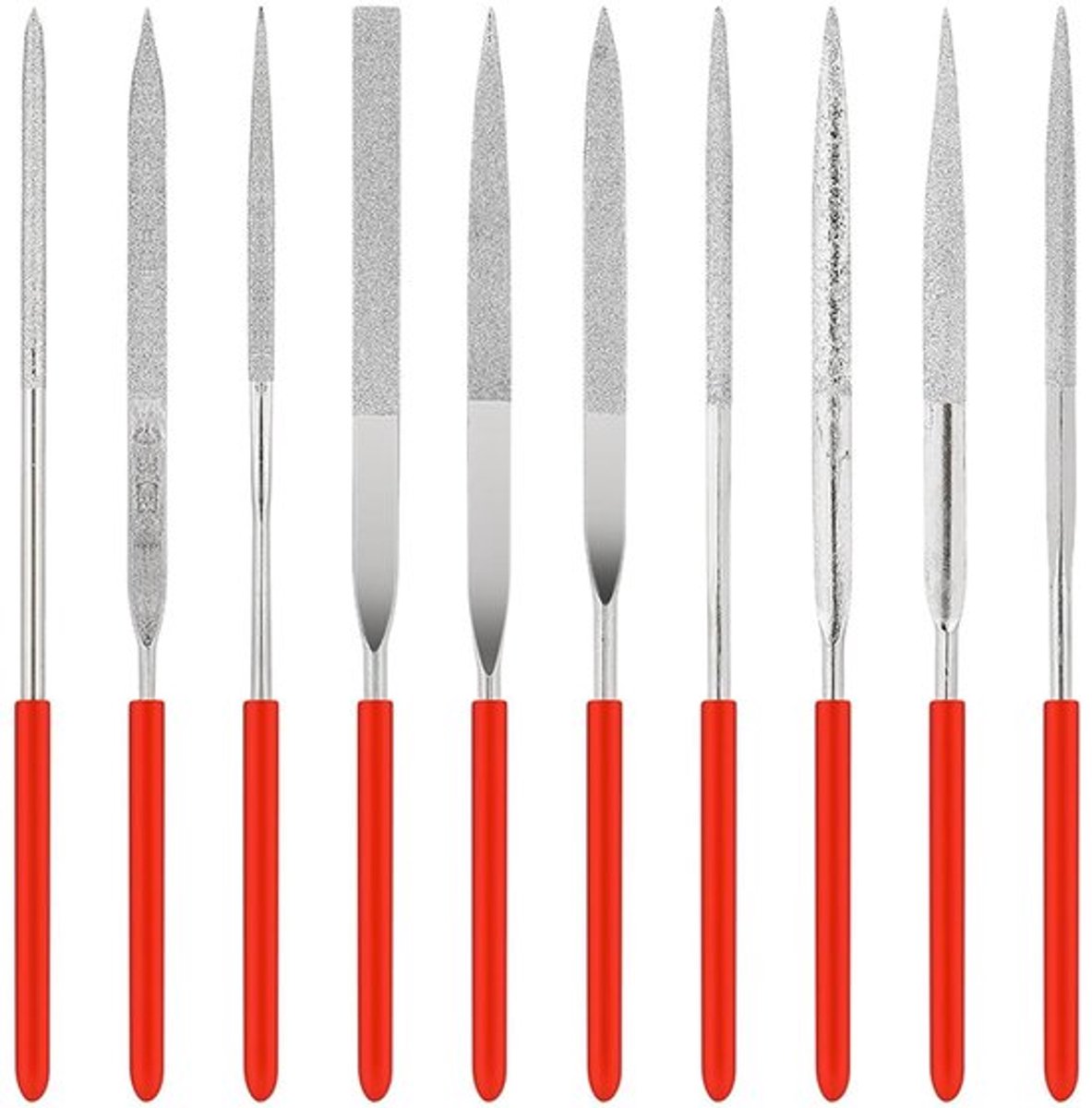 Mini-Naaldvijlset 10 Stuks - Diamantvijlen - Metalen Vijl - Precisie Vijl - Slijtvast - Zachte Grip - Vijlen