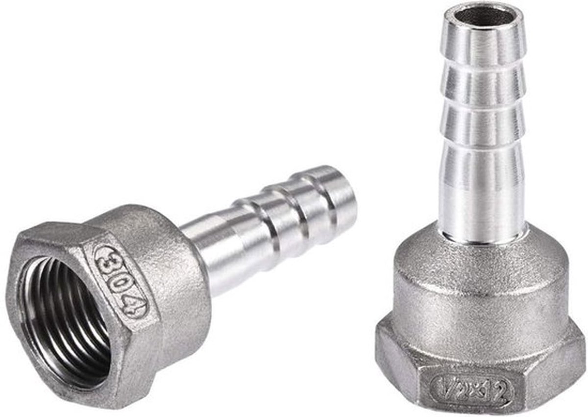 Roestvrij Stalen Slangkoppeling 12 mm Barb G1/2 Binnendraad Pijpfitting Adapter