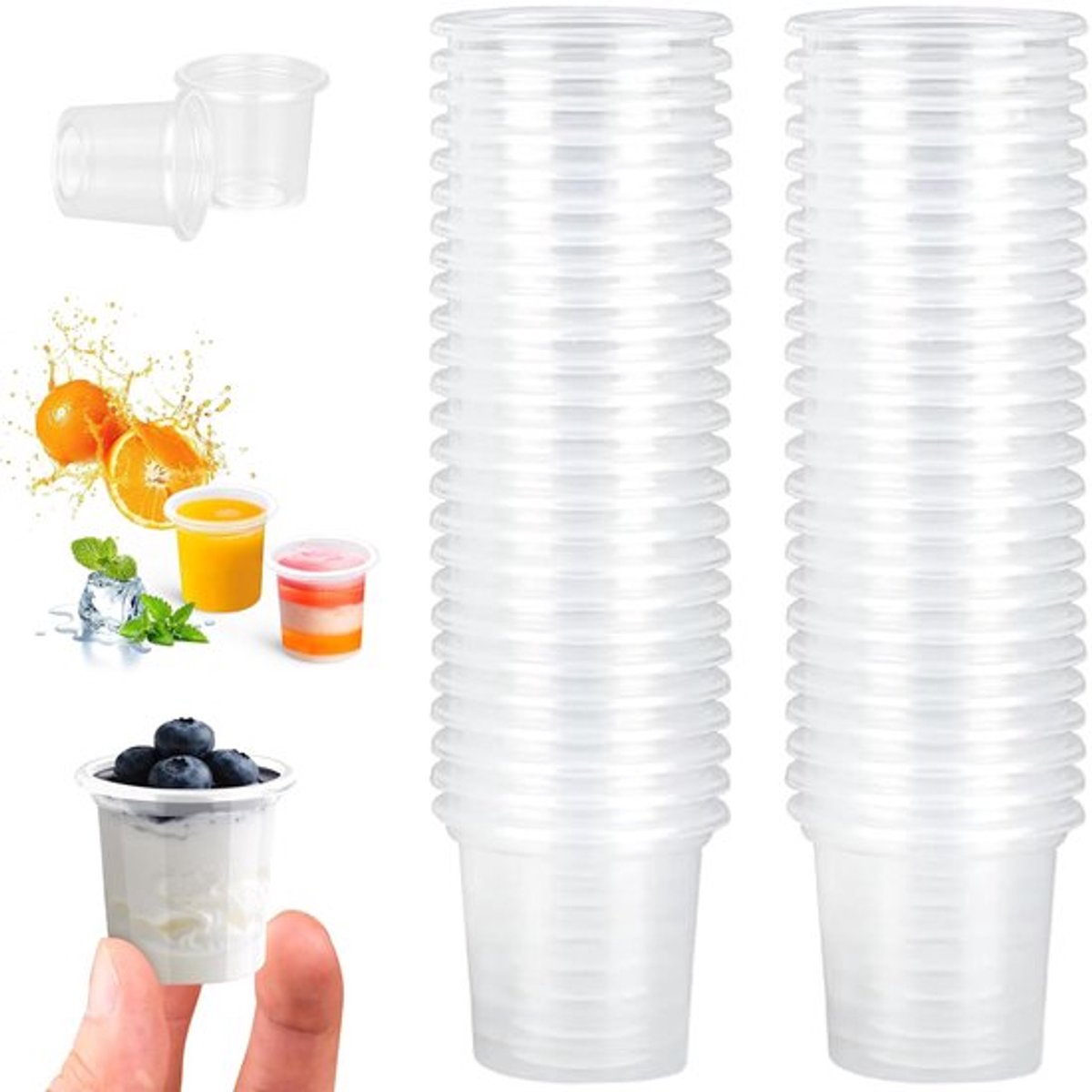 Herbruikbare Plastic Shotglaasjes - 100 Stuks van 2cl voor Feesten