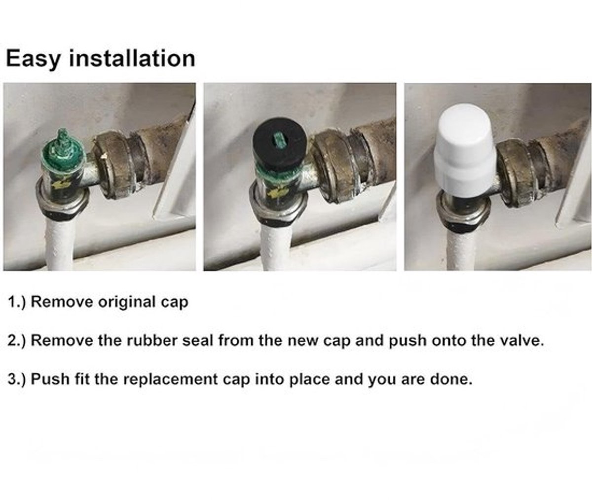Radiatorventieldop Duurzaam ABS-kunststof - Universele Pasvorm - Eenvoudige Installatie - 2 Stuks - Vlakke Pasvorm - Radiatordop