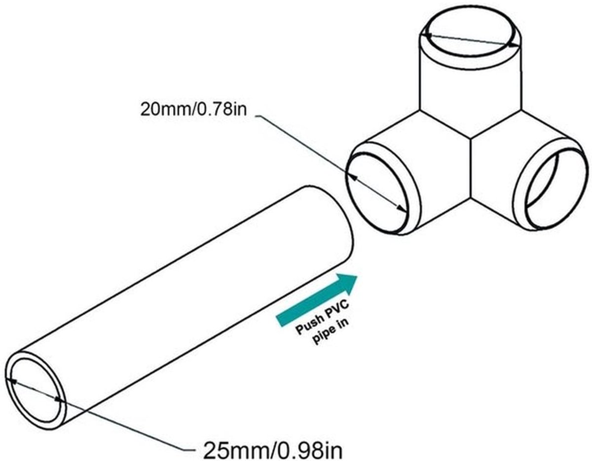 Buisfitting 3-weg - 10 Stuks Buisconnector - PVC-kunststof - Haakse T-hoekconnector - 20 Mm Binnen - Praktisch en Effectief - Pvc Connector