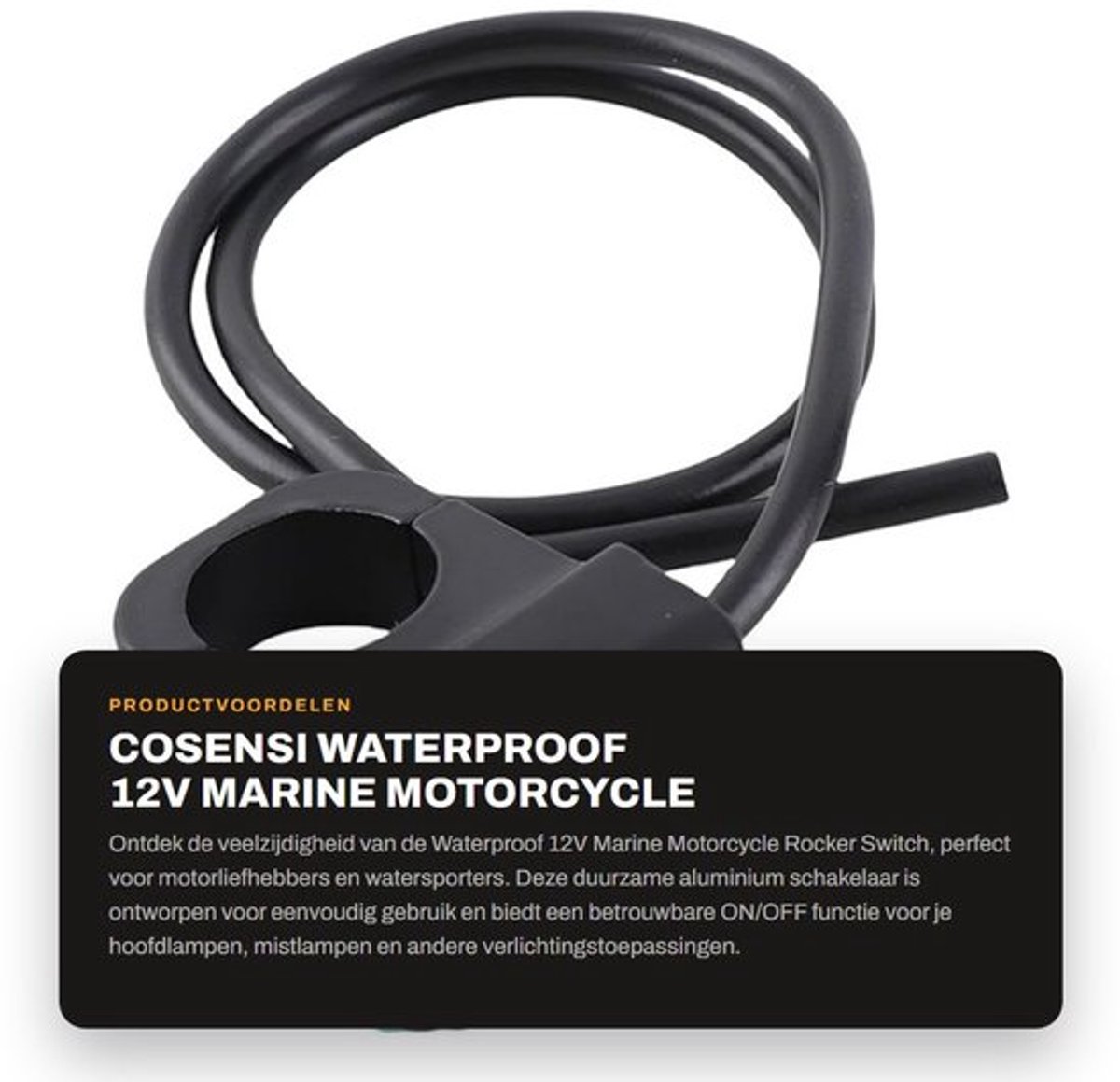 Waterproof 12V Marine Motorcycle Rocker Switch - Aluminium - Handlebar ON/OFF Switch - 22mm - Voor Headlight en Fog Lights - Geschikt voo...