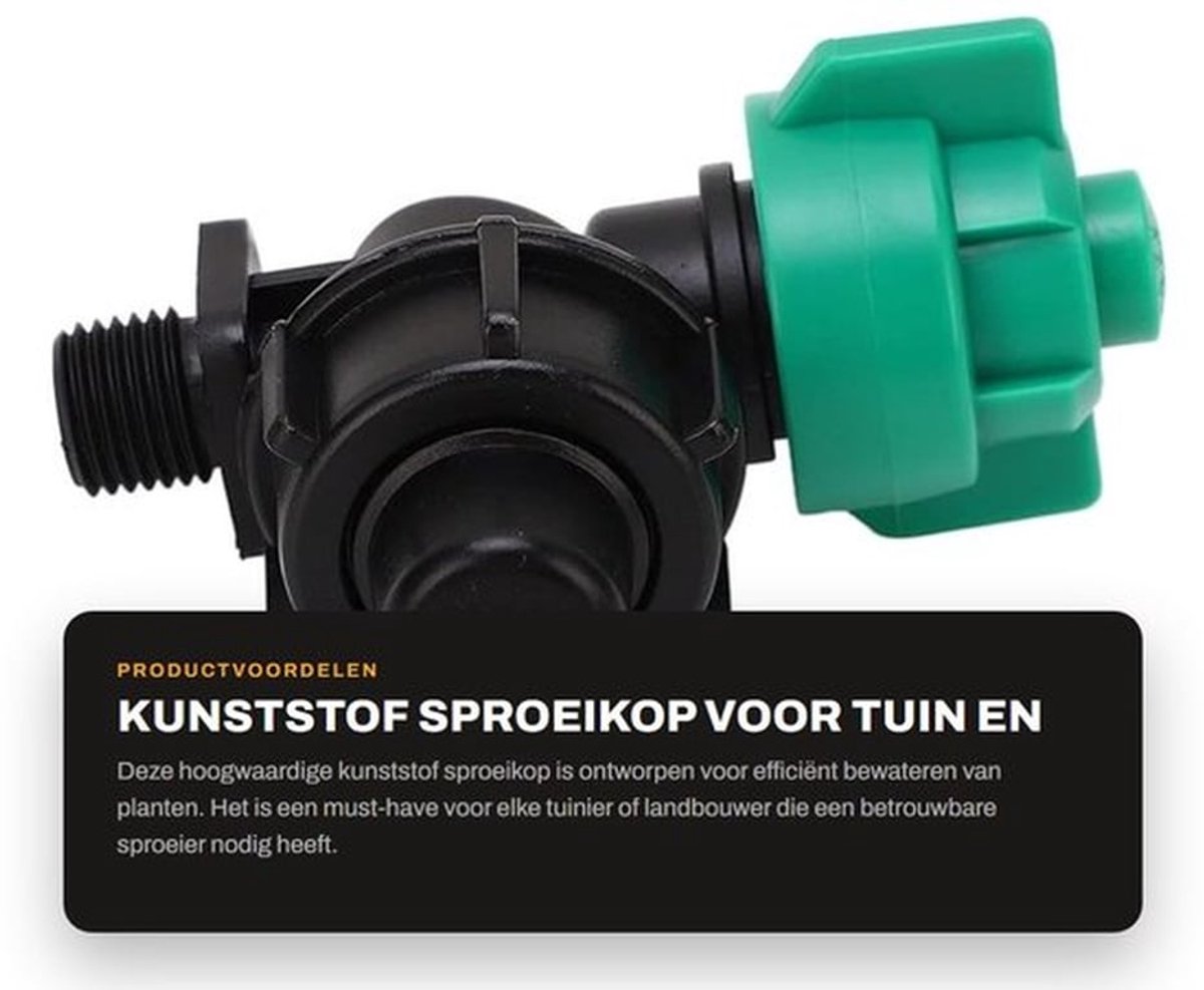 Sproeikop Vaste Sproeier - Landbouw Sproeier - Kunststof - Groen - Knopschakelaar - Efficiënte Plant Irrigatie - Tuinsproeier