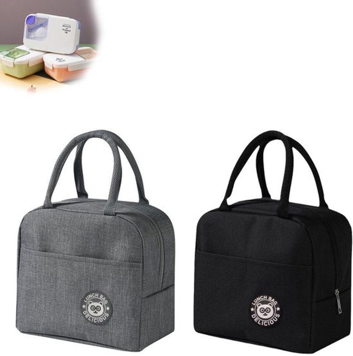 Thermotas - 2 Stuks Draagbare Geïsoleerde Tas - Opvouwbare Lunchtas - Geschikt voor Kantoor/Camping/Reizen - Isolerende Aluminiumfolie - Lichtgewicht