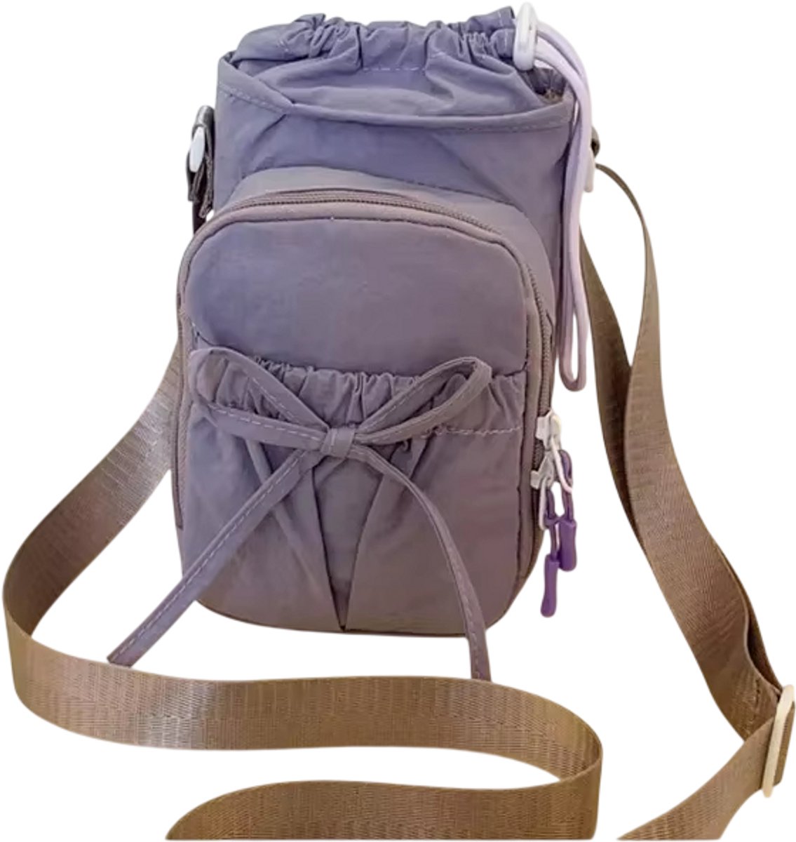 Telefoontas Dames Crossbody – Lichtgewicht Schoudertas met Waterfleshouder – Smartphone Tasje voor Wandelen, Fietsen, Reizen en Outdoor - Paars