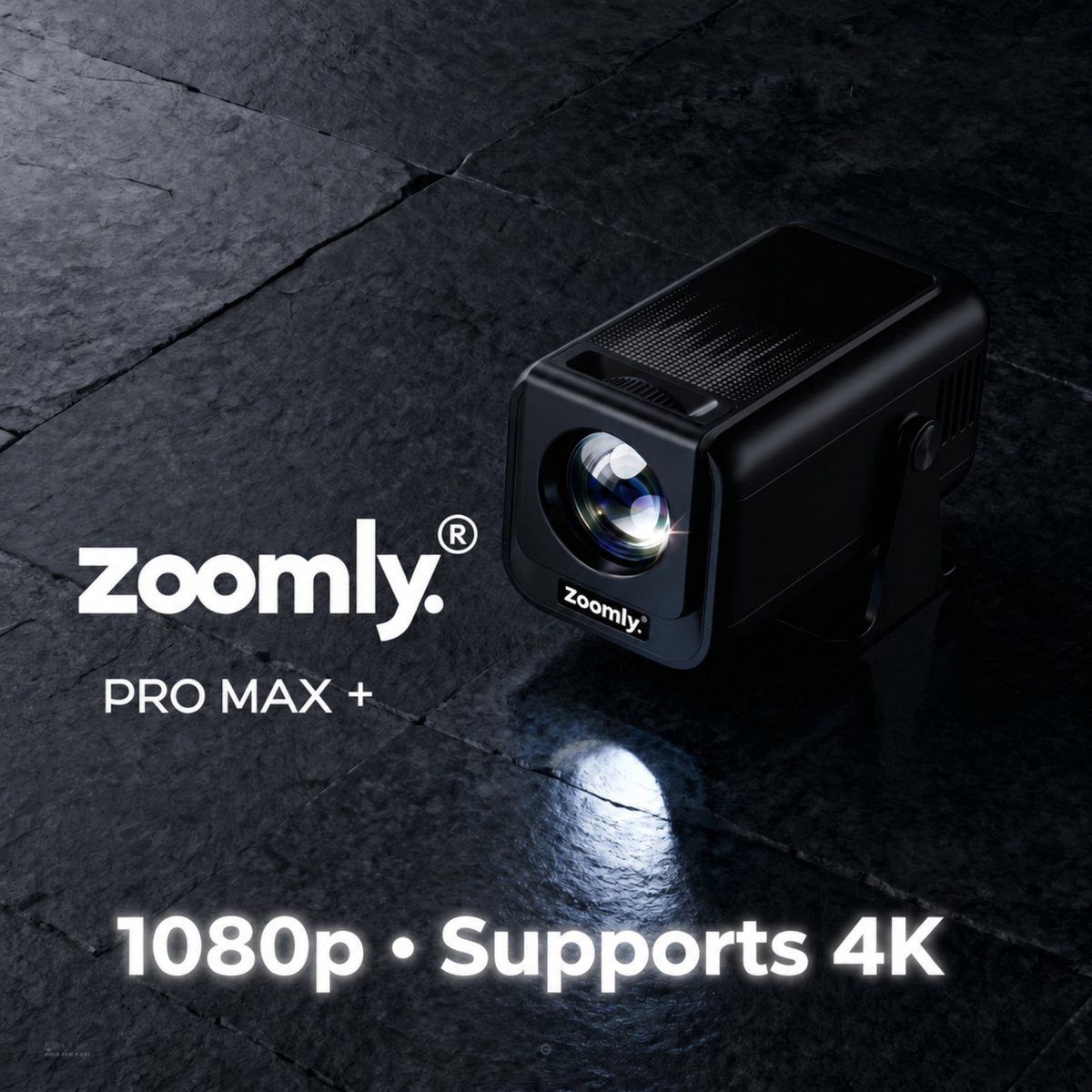 Zoomly® Pro MAX+ Mini Beamer – 700 ANSI Lumen – Thuisbioscoop Beamer met Android 14, WiFi 6 & Bluetooth 5.4 – Full HD 1080p – Ondersteunt 4K – Gratis Smart Remote thumbnail 4