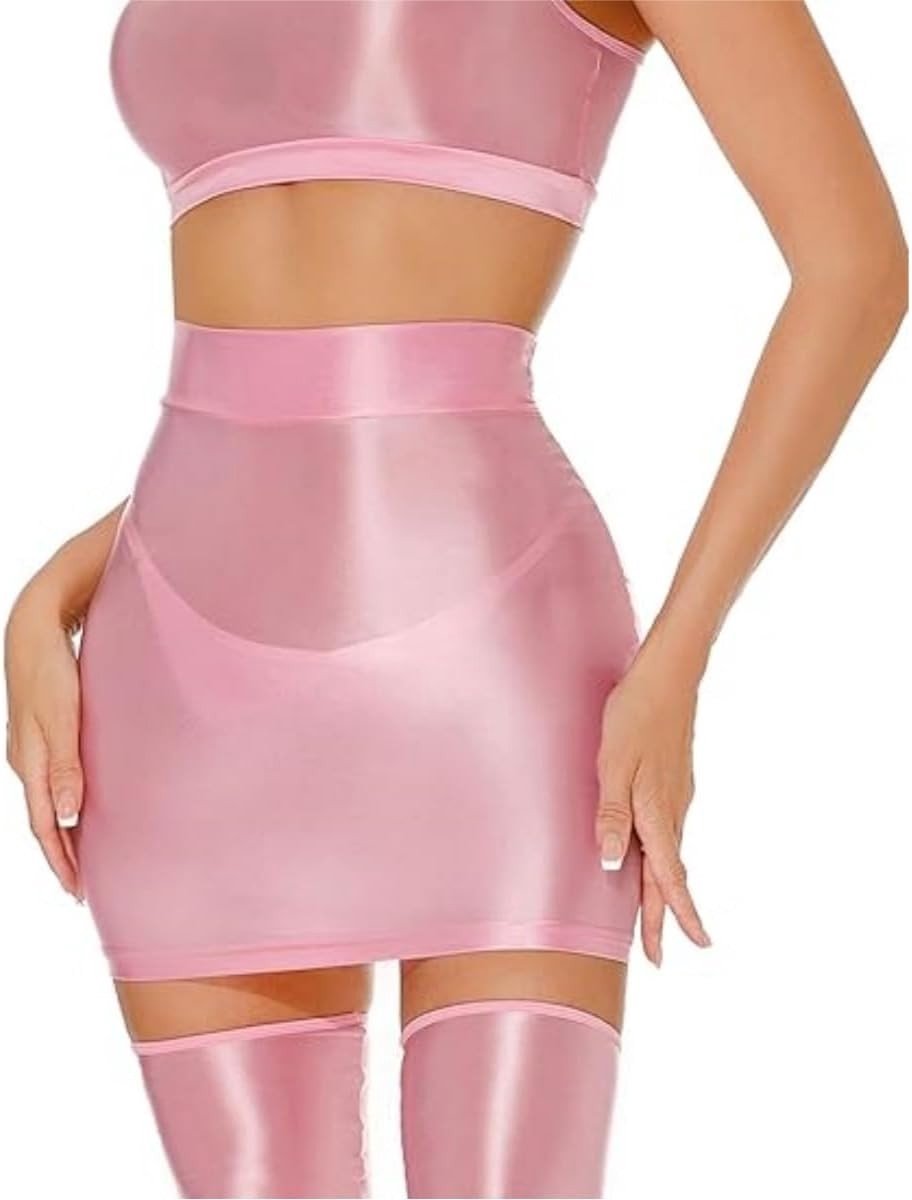 Shiny Mini Rok voor Dames - Sexy Hoge Taille Korte Rok in Wet Look voor Feest en Nachtleven, Perfecte Slim Fit en Elastisch Ontwerp