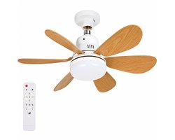 North Collective AirFlow - Plafond Ventilator Verlichting E27 - LED Ventilatorlamp met Afstandsbediening - 3 Snelheden - 52 cm - Wit