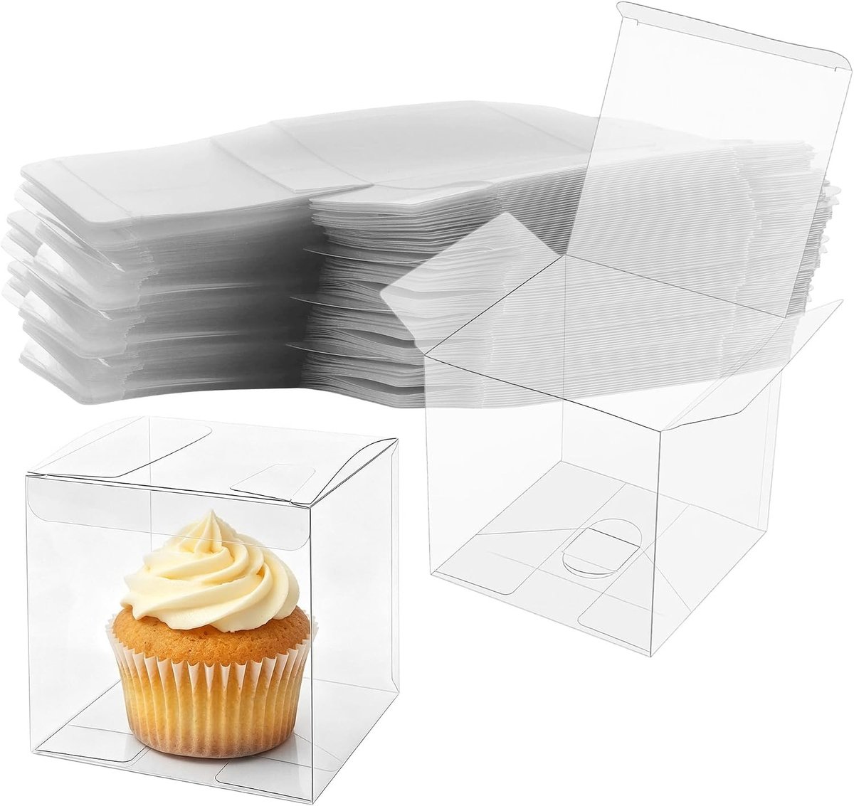 60 Stuks Transparante Geschenkdozen 10 x 10 x 10 cm van PET-kunststof voor Verjaardag, Bruiloft en Feestdecoratie