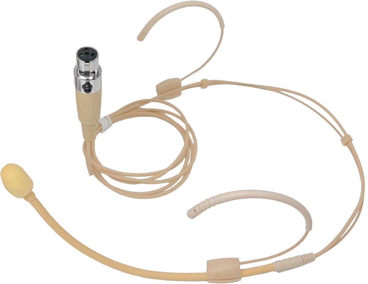 Draadloze Oorkop Microfoon met Earhook - Omni-Directionele Condensator Microfoon voor Professioneel Gebruik, Beige, Mini XLR TA4F