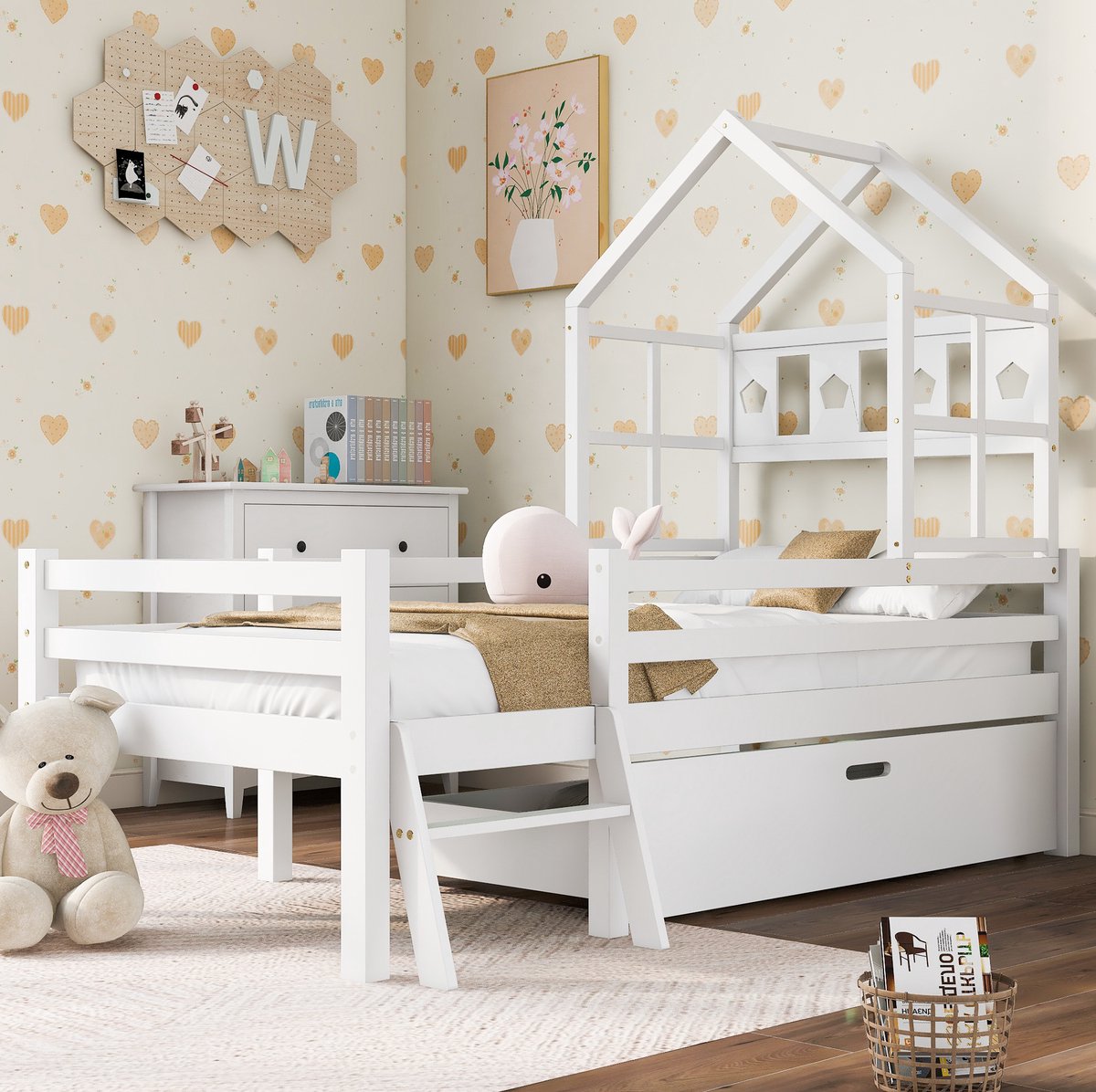 COVREO Bedframe 90x200 cm 97 x 207 cm wit hout met ladder zonder matras