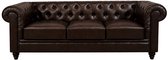 Chesterfield Bank - 3 Zits - Donker Bruin - Mokka - Leer - Sofa - Bankstel - Chesterfield Meubel