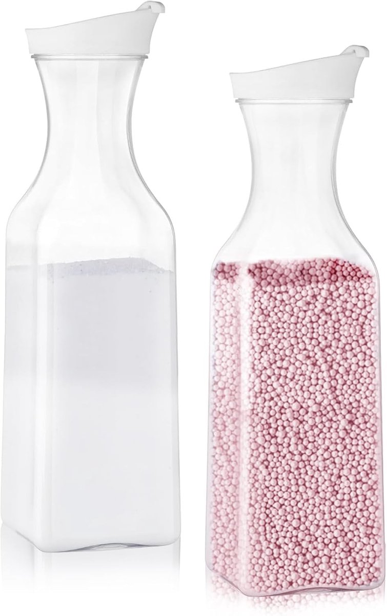 2 Stuks Opbergdozen voor Wasmiddel, 1.5L, Herbruikbare Opbergbox voor Waspoeder, Handige Doseerder voor Vloeibaar Wasmiddel