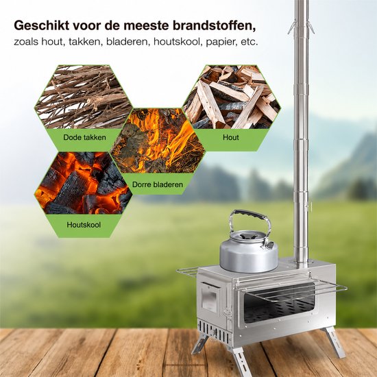 Tentkachel - uJOY - Werkt op hout en houtskool - Voor kamperen en outdoor gebruik - Draagbaar ontwerp - Voor 3 tot 5 personen — afbeelding 5