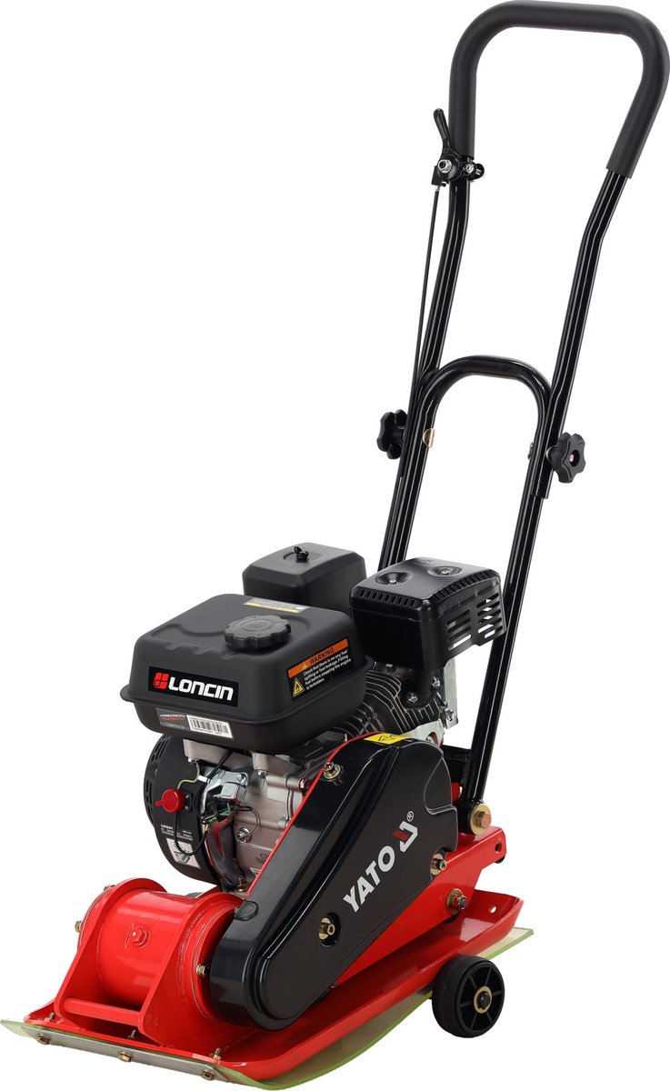 YATO YT-90300 Professionele Benzine Trilplaat – 11 kN – 6,5 PK Loncin G200F Motor – Diepte tot 25 cm – Inclusief Transportwielen & Rubberen Mat – Compact & Lichtgewicht 56 kg