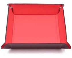 Joya Dice® Dice Tray geschikt voor het spelen van Dungeons and Dragons | D&D DnD | Opvouwbare Dobbelsteenbak 22 x 22 cm voor spellen | Faux Leren Dicetray | Dice Rolling Tray | Beschermt Tafel & Speelmat | Zwart Rood