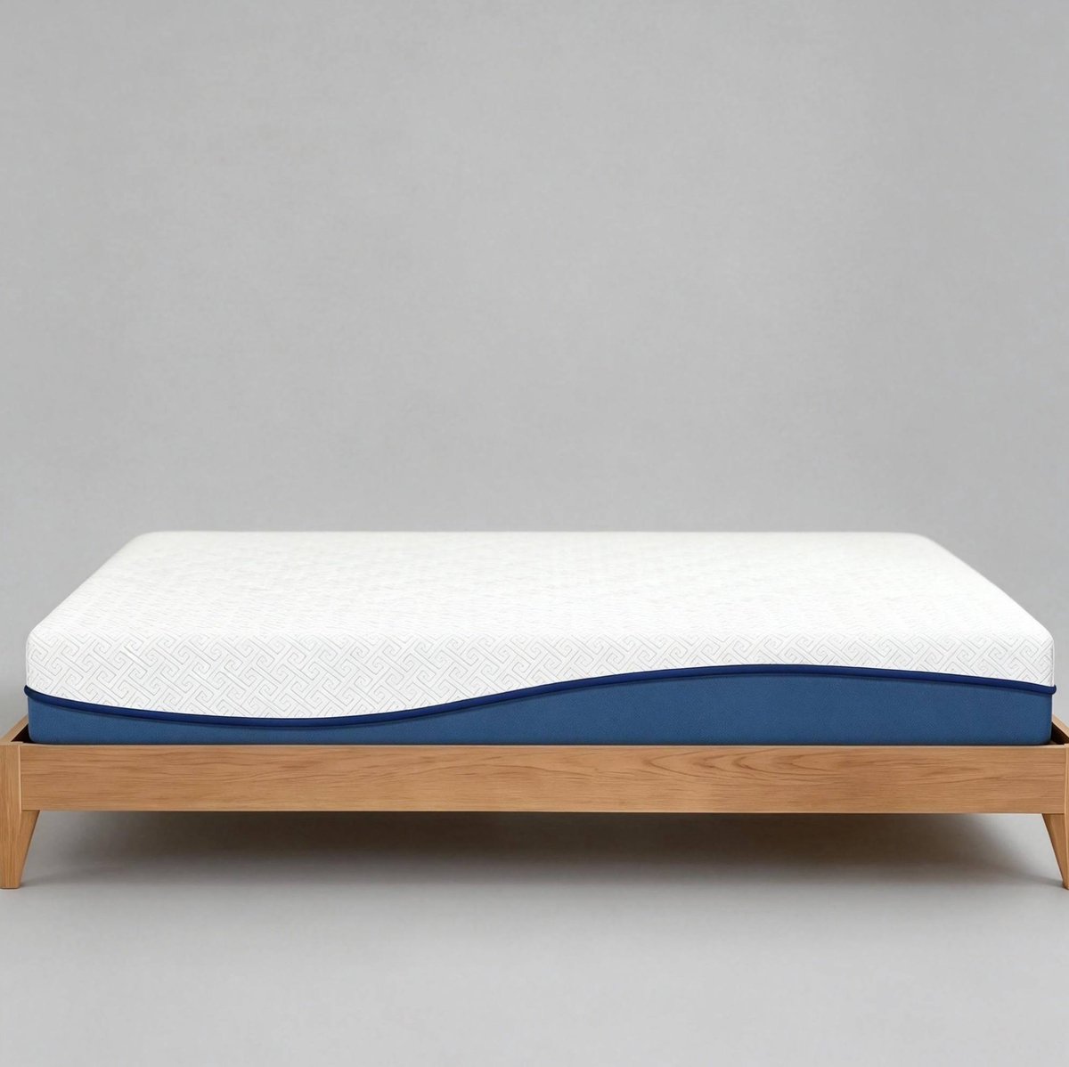 Matras 140x190 cm – Tweepersoons Traagschuimmatras Met Groene Thee En Afneembare Wasbare Hoes – Gemiddeld Ligcomfort – Blauw Wit