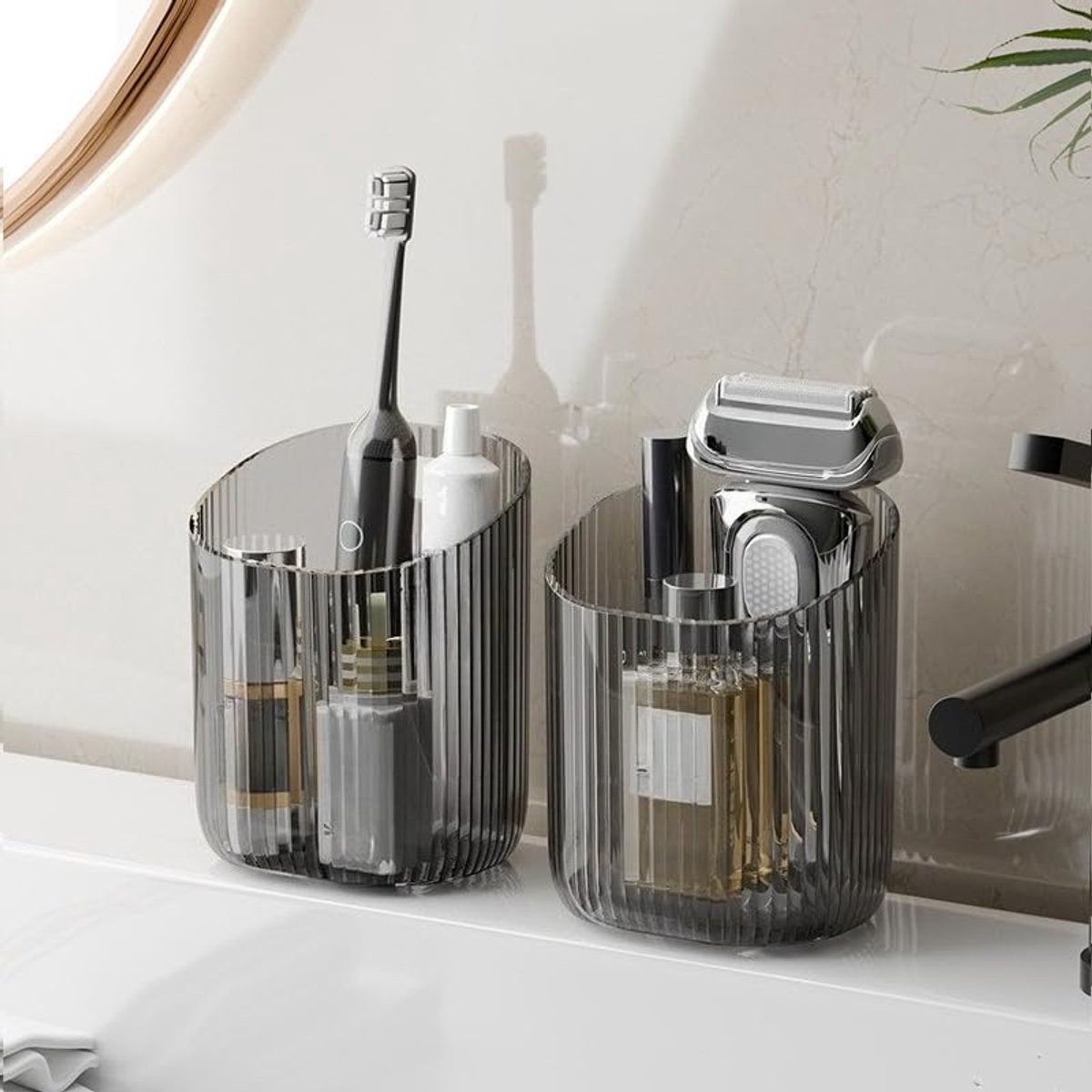 Badkamer Organizer 2 Stuks - Wandhouder Zonder Boren met Afneembaar Design - Multifunctionele Douche Opbergbak voor Tandenborstel Scheermes Cosmetica en Toiletartikelen - Zwart
