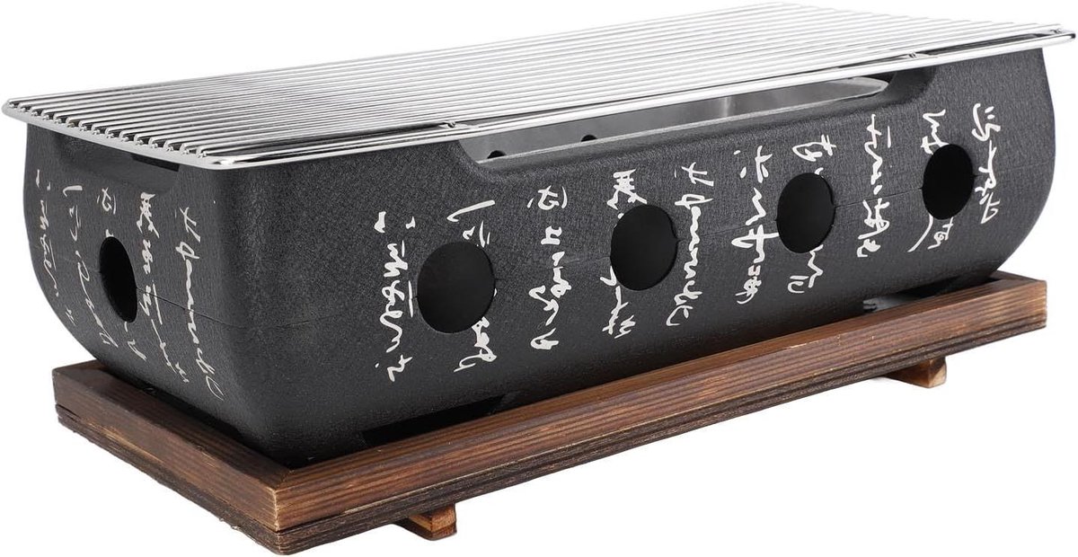 Japanse Houtskoolbarbecue - Draagbare Grill - Buiten Koken - Snelle Gelijkmatige Hitte - 37 x 19 x 15 cm - Zwart