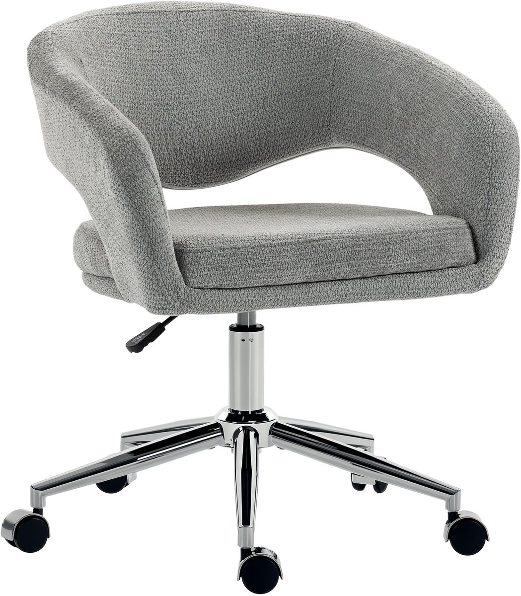 ECTEATOY® Ergonomische Bureaustoel - In Hoogte Verstelbaar - Chenille Stof - Draaibaar - Gebogen Rugleuning - Grijs